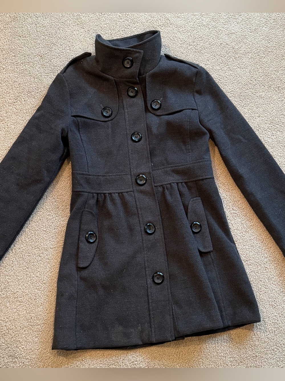 A. Byer Black Military-Style Wool Coat